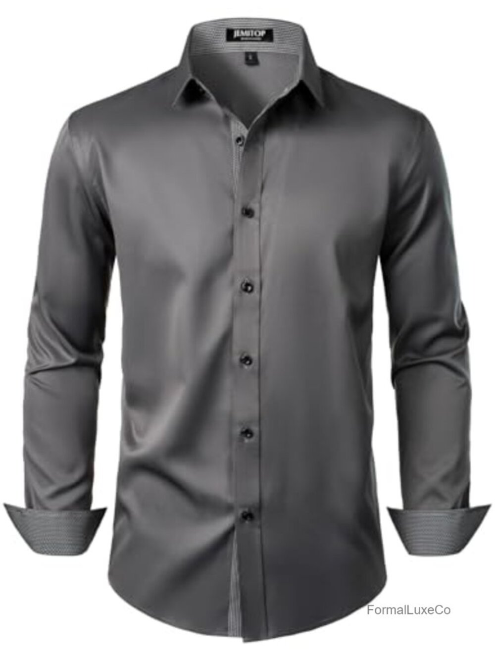 Men's Modern Slim Fit Stretch Button Down Dress Shirt Long Sleeve